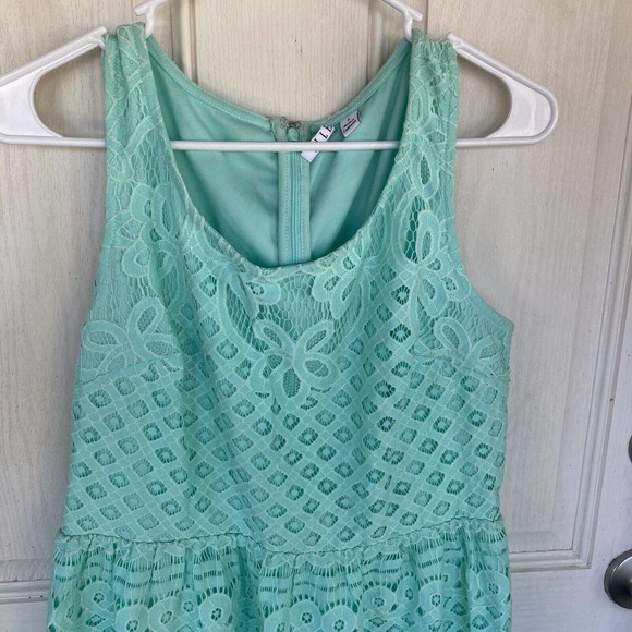 Elle Sheath Dress Sz 6 Mint Green Lace Party Sleeveless Knee Length Summer Fun - Picture 2 of 8